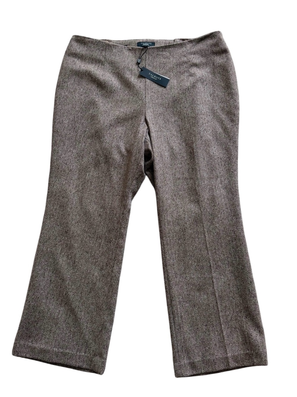 Talbots Heritage Wool Blend Herringbone Dress Pants Womens 20P Brown Lined NWT